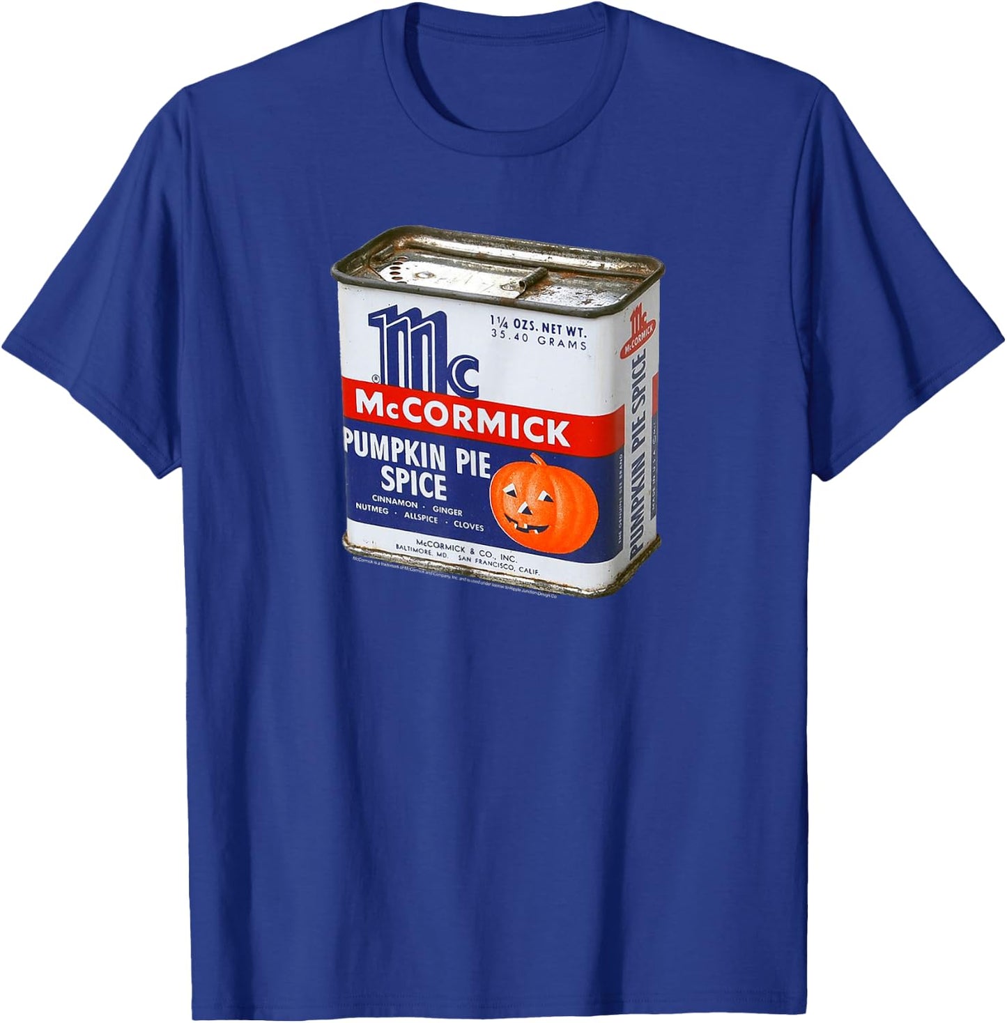 McCormick Seasoning Pumpkin Pie Spice Tin T-Shirt - T-Shirt | Royal