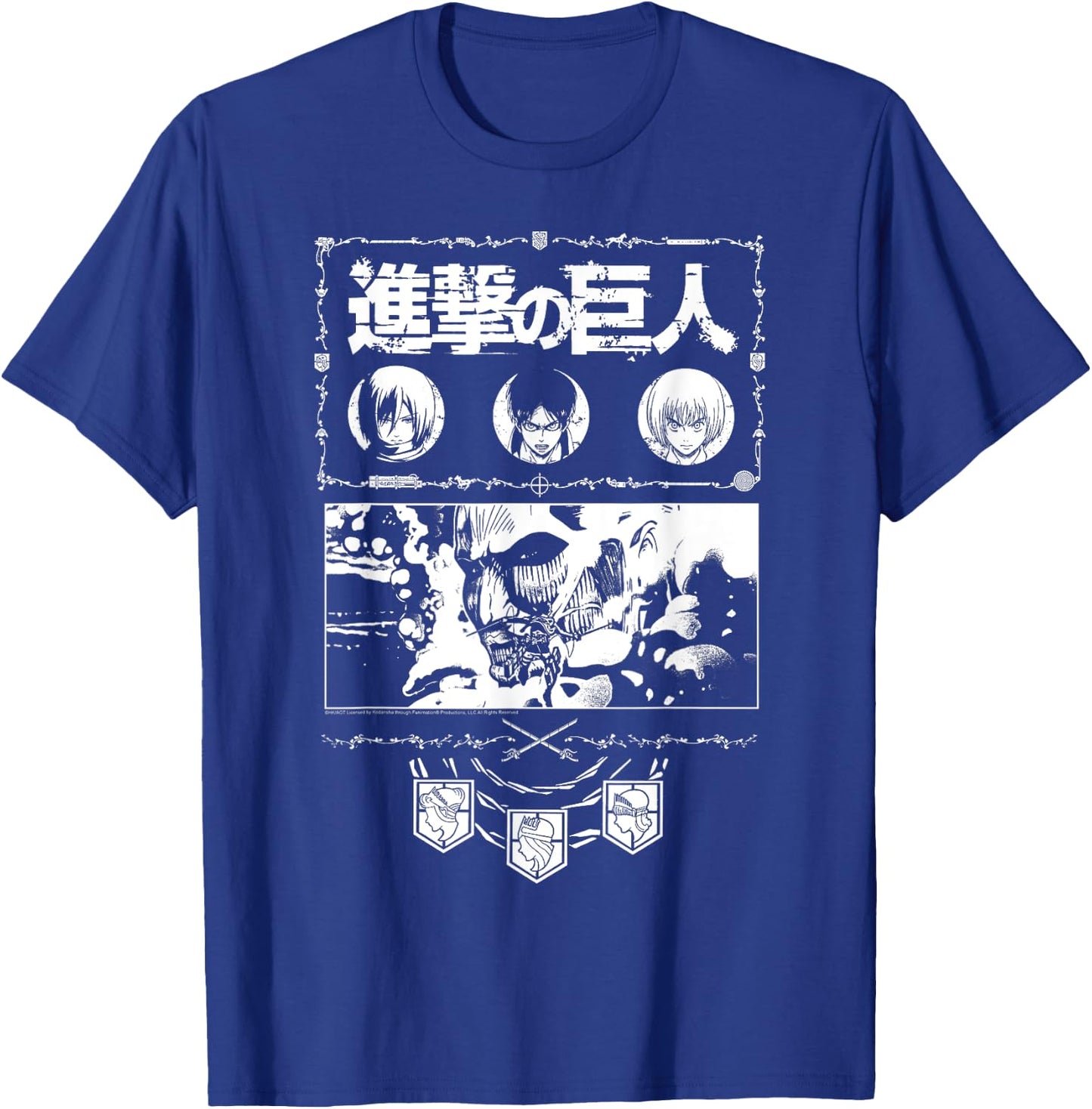 Attack on Titan Ornate Collage White Print AOT Anime T-Shirt - T-Shirt | Royal