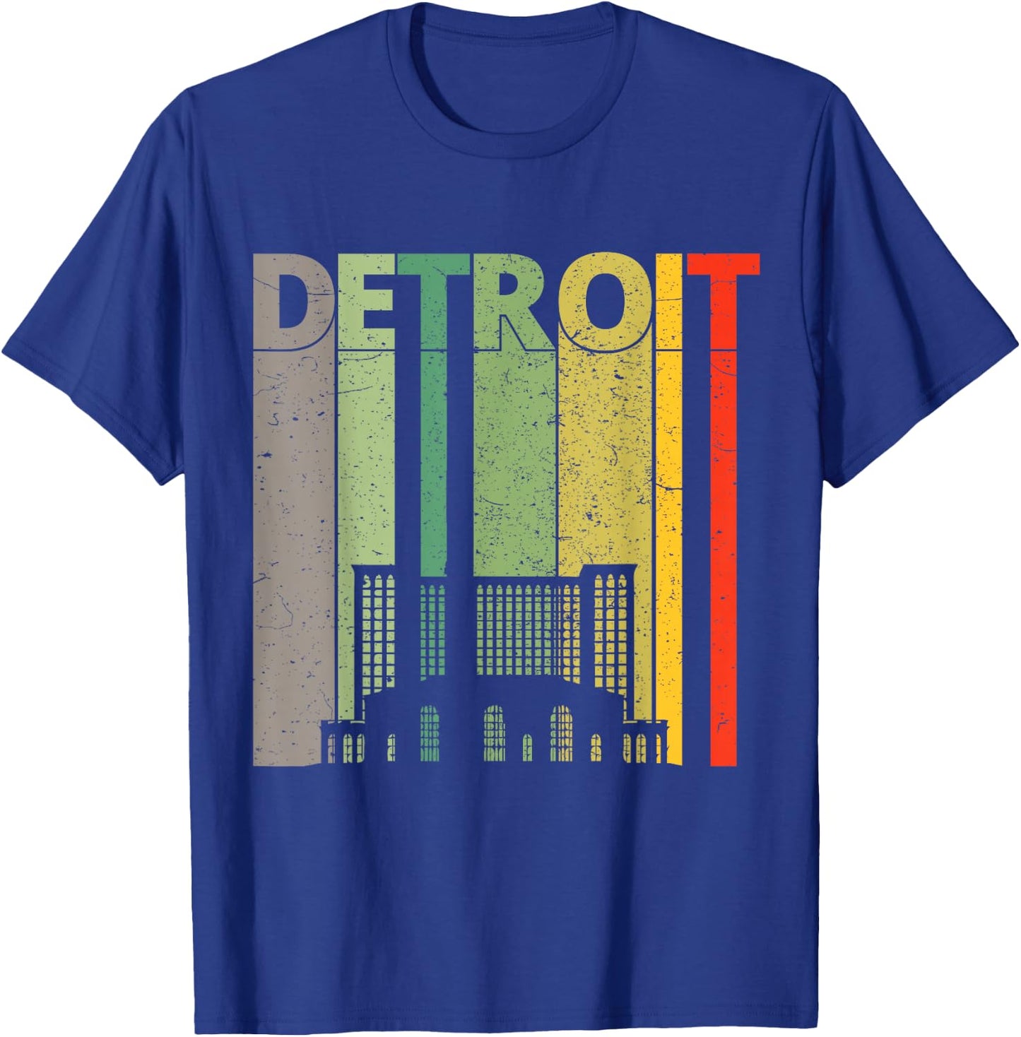 Retro Detroit T Shirt | Vintage Detroit Train Station Shirt T-Shirt - T-Shirt | Royal
