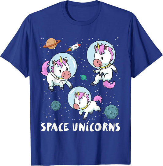Space Unicorns Funny Astronaut Planet Travel T-Shirt - T-Shirt | Royal
