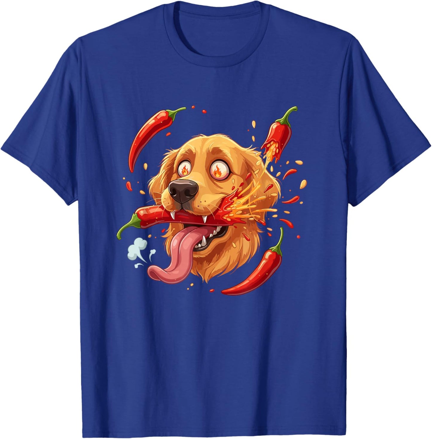 Funny Hot Chili Pepper Dog Spicy Crazy Tongue T-Shirt - T-Shirt | Royal