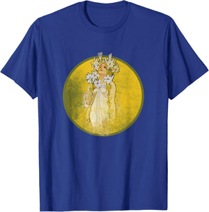 Vintage Art Nouveau Shirt Alphonse Mucha Lily T-Shirt - T-Shirt | Royal
