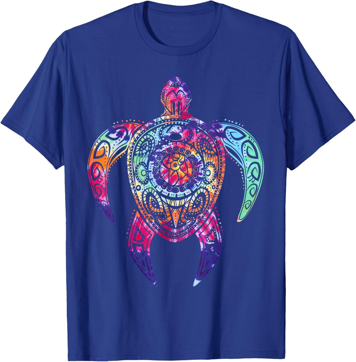 Hippie Tie Dye Shirt, Psychedelic Sea Turtle Tribal T-Shirt - T-Shirt | Royal