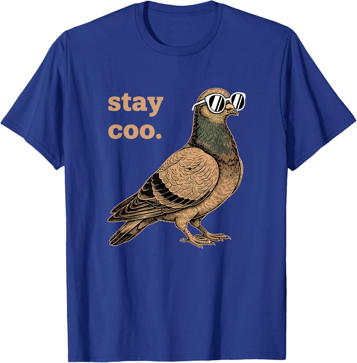 Bird Stay Coo Pigeon with Sunglasses Vintage Engraving Atti T-Shirt - T-Shirt | Royal