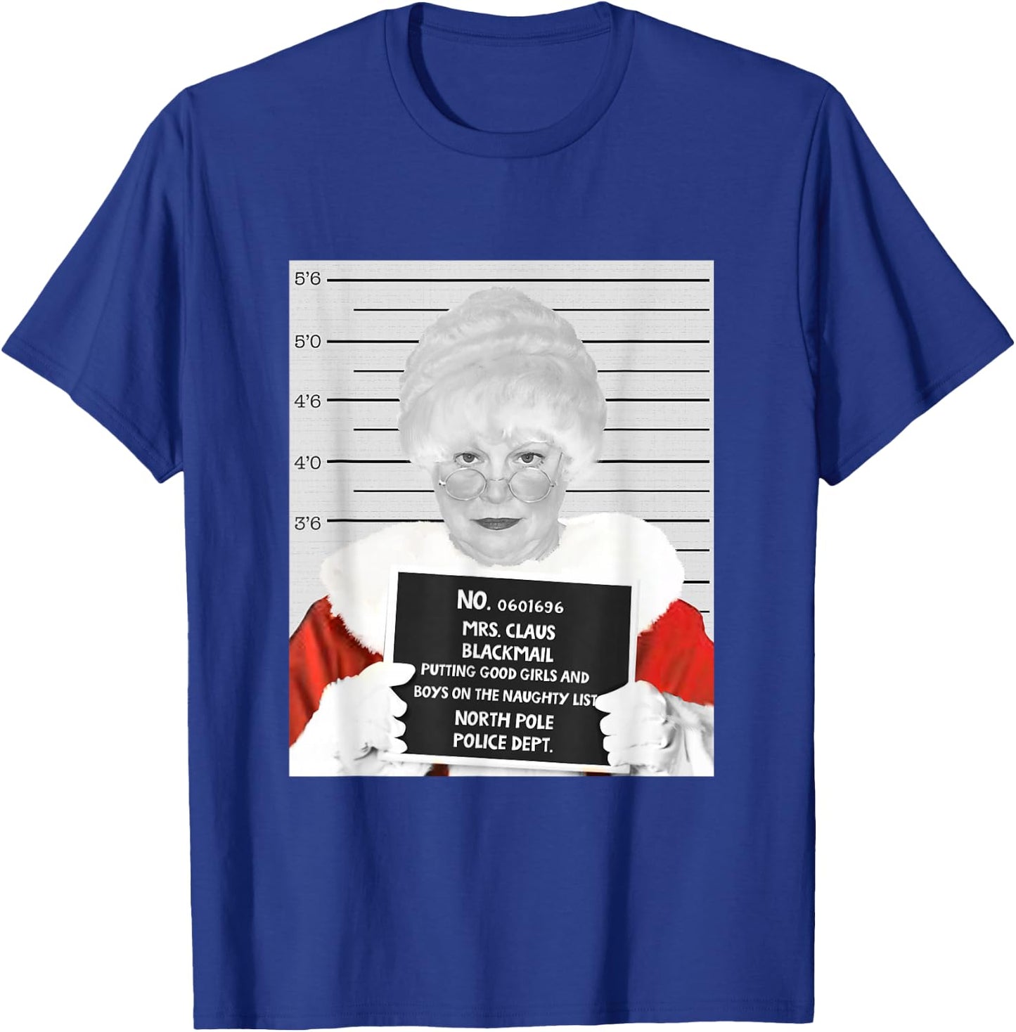 Mrs. Claus Mugshot Arrested in Prison at Christmas T-Shirt - T-Shirt | Royal