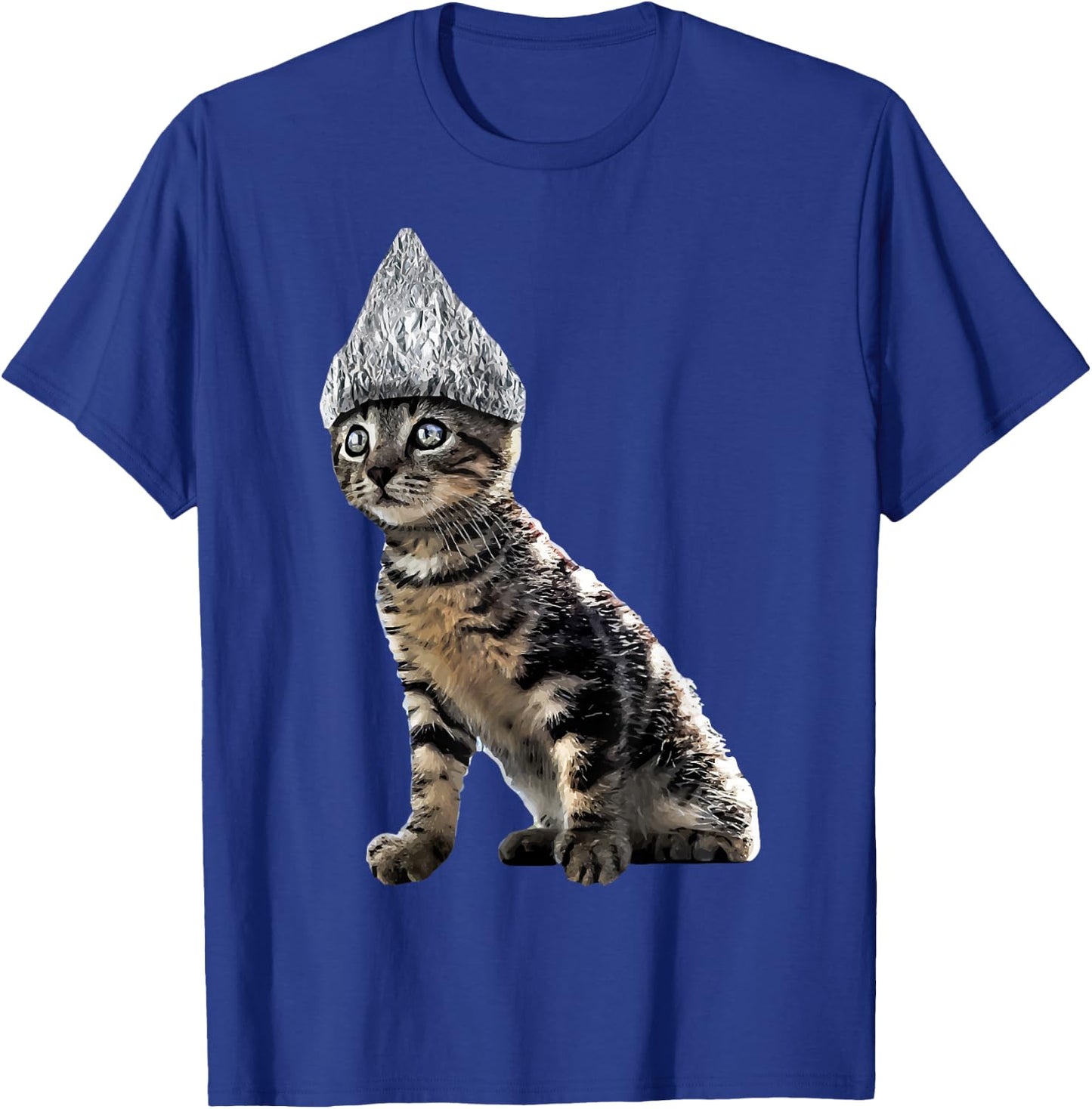 Funny Halloween Cat Tin Foil Hat Conspiracy Shirt T-Shirt - T-Shirt | Royal