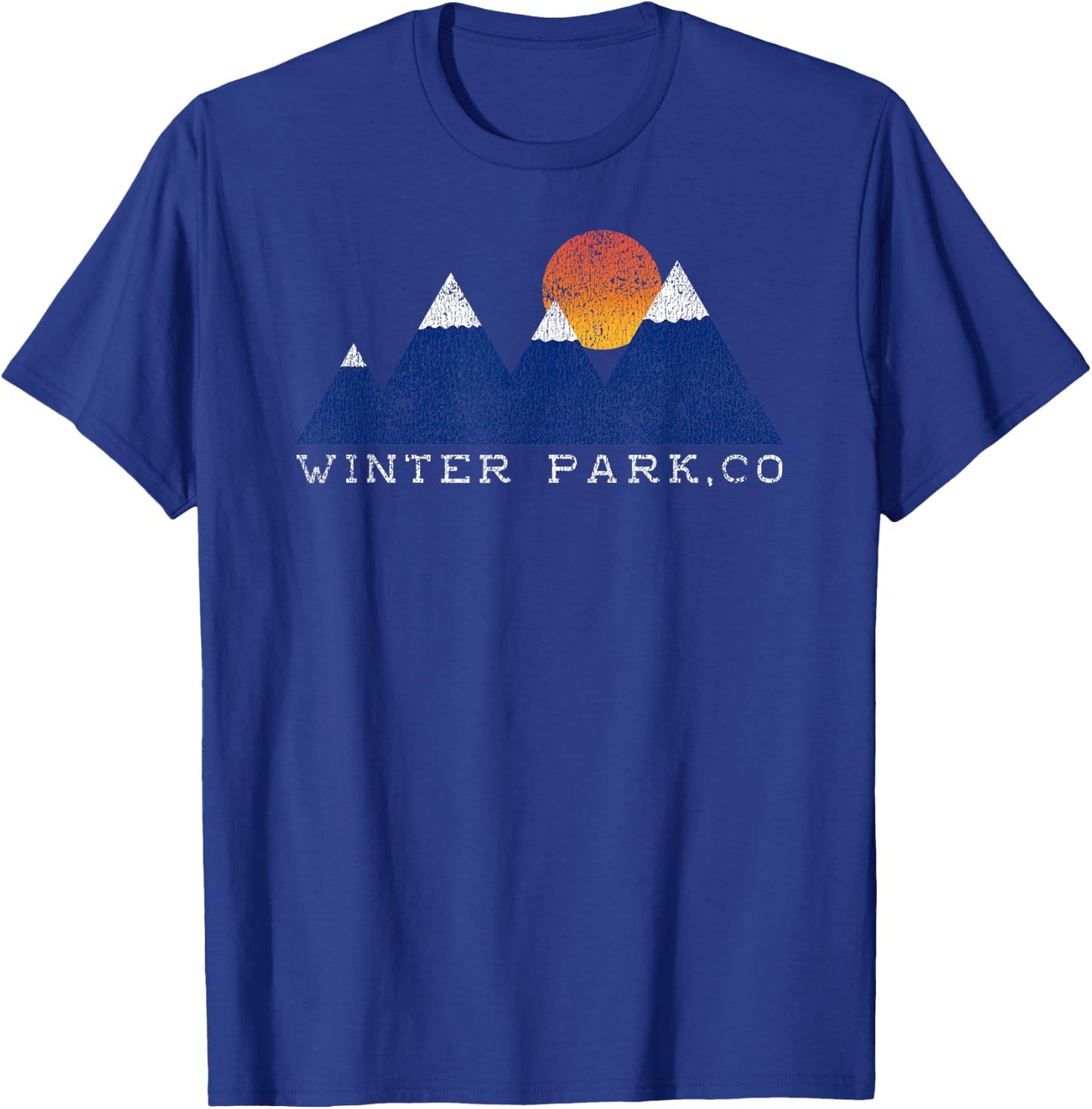 Retro Winter Park Colorado Snowcap Mountain Sunset T-Shirt - T-Shirt | Royal