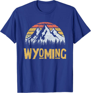 Vintage Retro WY Wyoming U.S. Mountain State T-Shirt - T-Shirt | Royal
