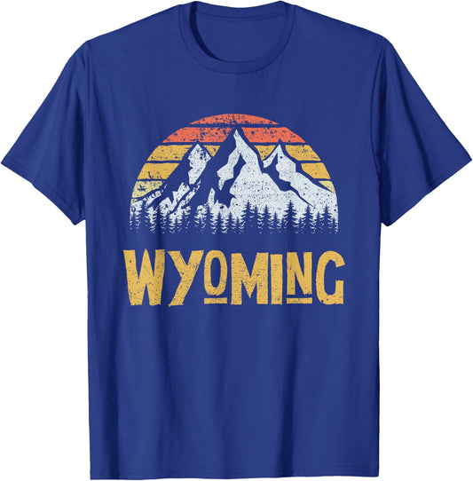 Vintage Retro WY Wyoming U.S. Mountain State T-Shirt - T-Shirt | Royal