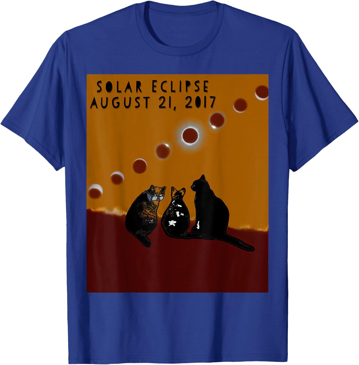 Total Solar Eclipse 2017 Cat T Shirt 8-21-2017 T-Shirt - T-Shirt | Royal