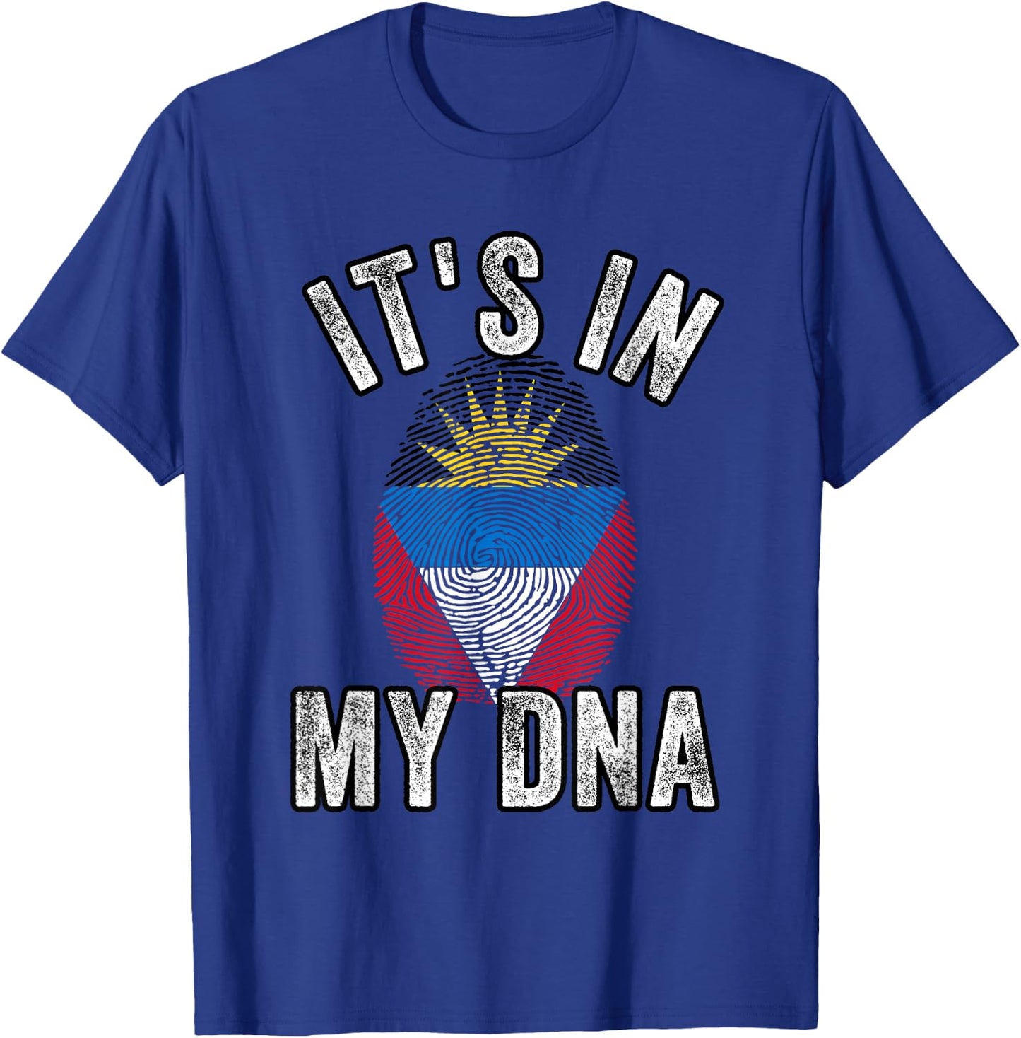 Funny it's in my DNA Antigua and barbuda flag Fingerprint T-Shirt - T-Shirt | Royal