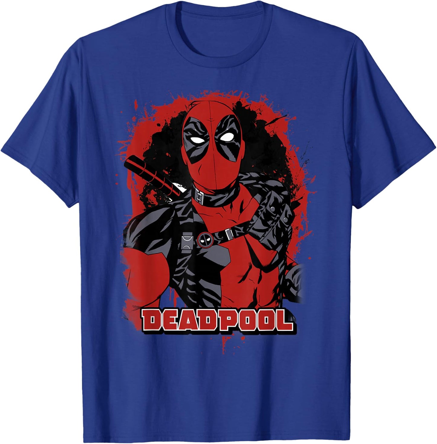 Marvel Deadpool Paint Splatted Super Hero Graphic T-Shirt - T-Shirt | Royal