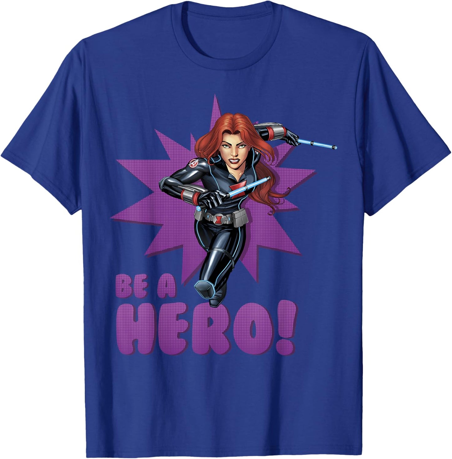 Marvel Black Widow Avengers Assemble BE A Hero! T-Shirt - T-Shirt | Royal