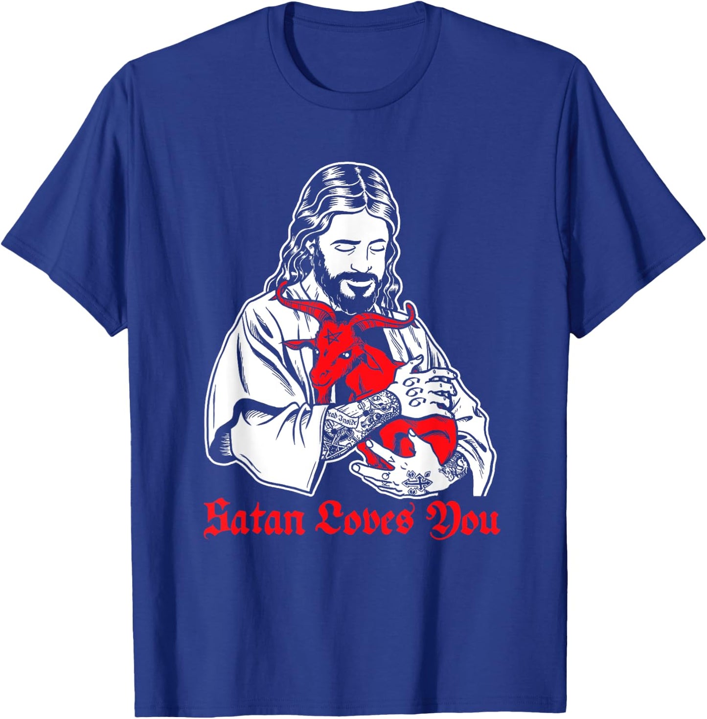 Satan Loves You and Jesus Know it Baphomet T-Shirt - T-Shirt | Royal