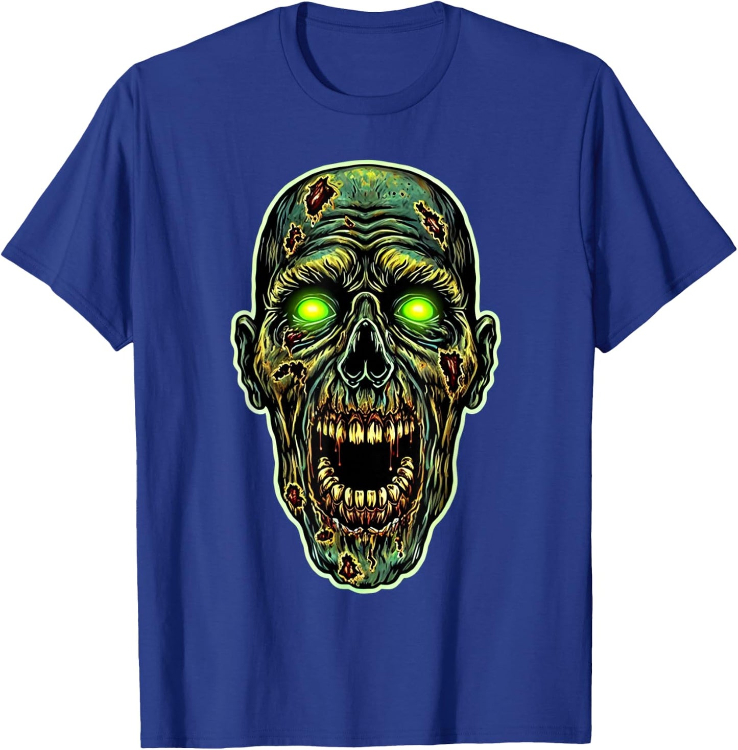 Scary Zombie Face Evil Zombie Halloween Costume T-Shirt - T-Shirt | Royal