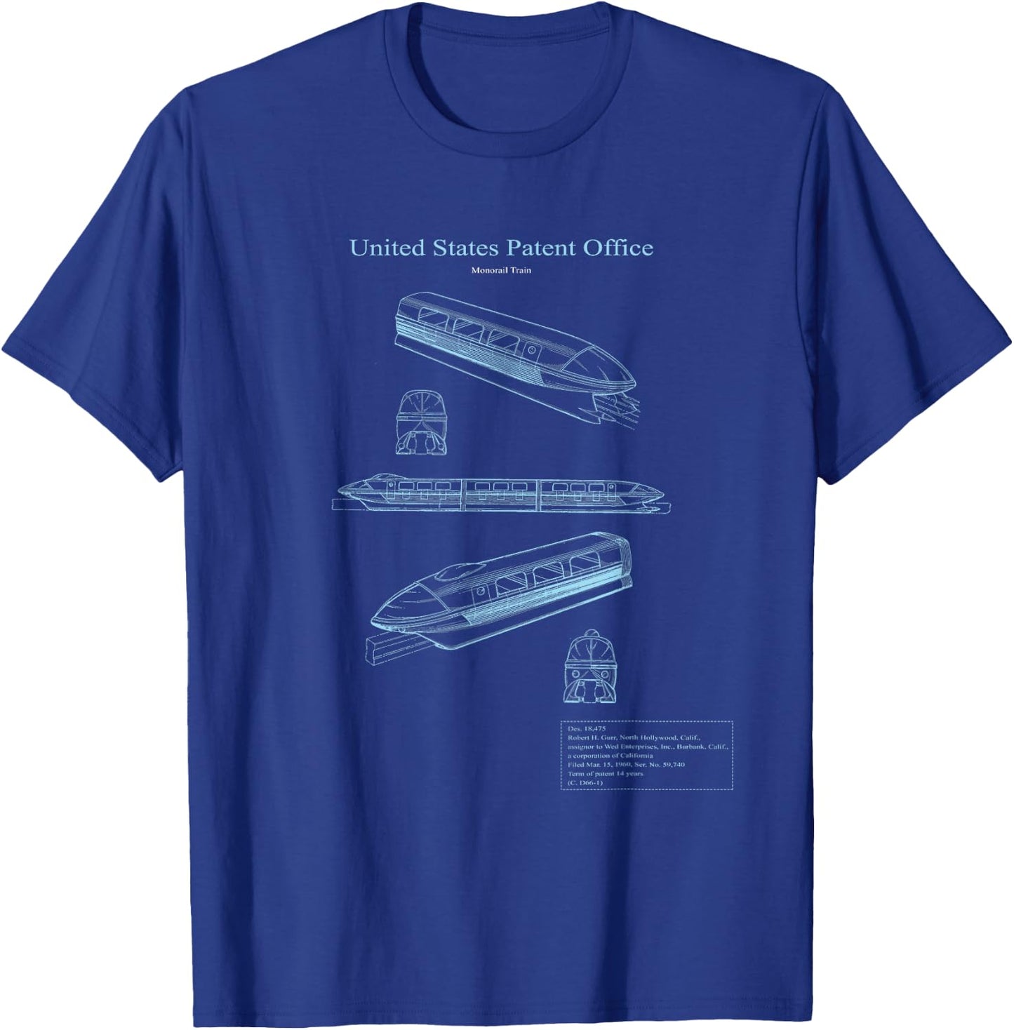 Monorail Blueprint T-Shirt - T-Shirt | Royal