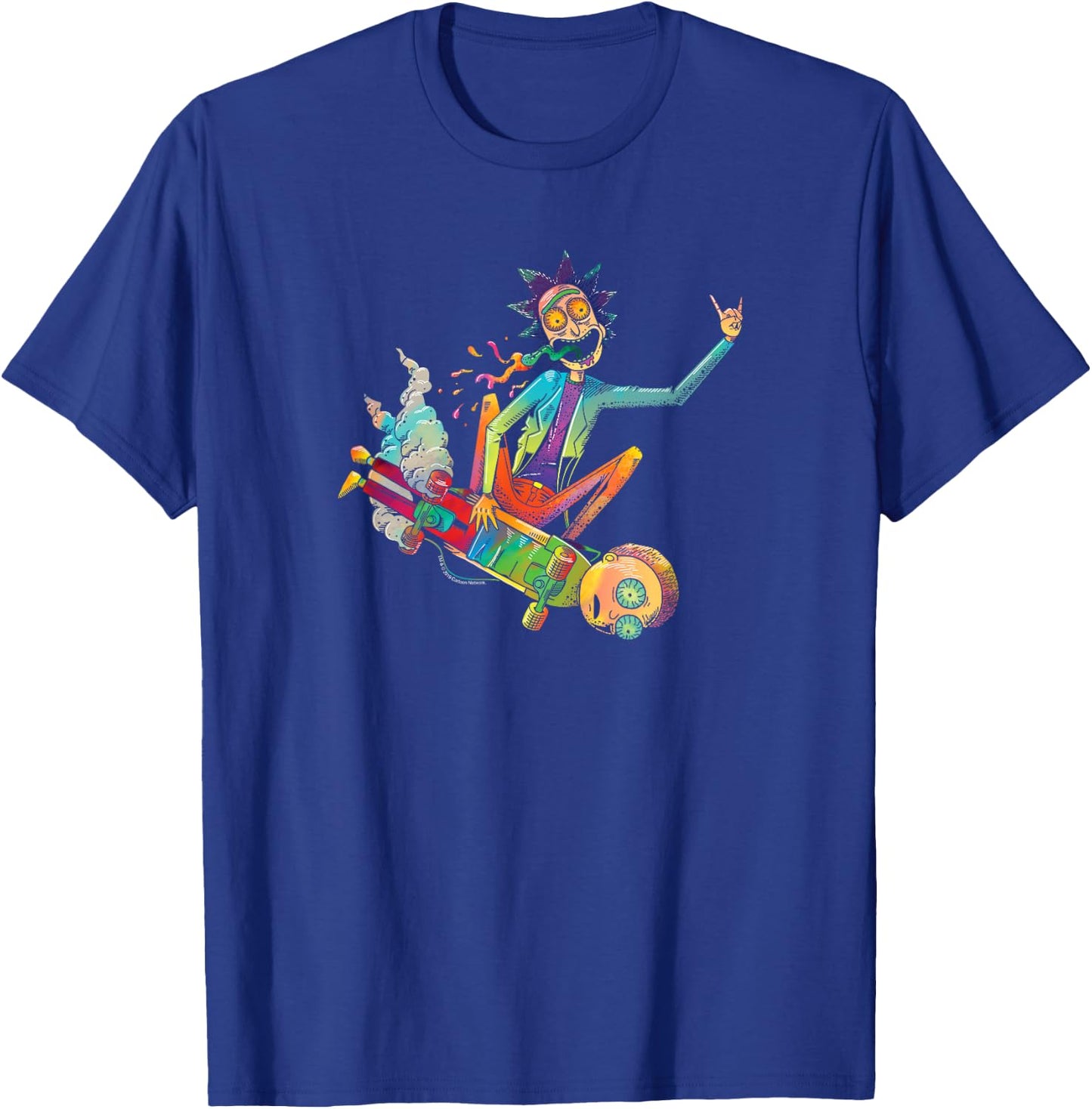 Rick and Morty Psychedelic Rick with Skateboard Morty Small T-Shirt - T-Shirt | Royal