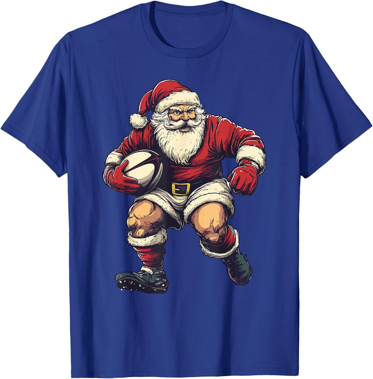 Santa Playing Rugby Funny Rugby Player Christmas Xmas Pajama T-Shirt - T-Shirt | Royal