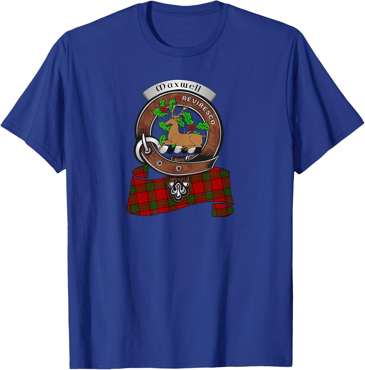Maxwell Scottish Clan Badge & Tartan T-Shirt - T-Shirt | Royal