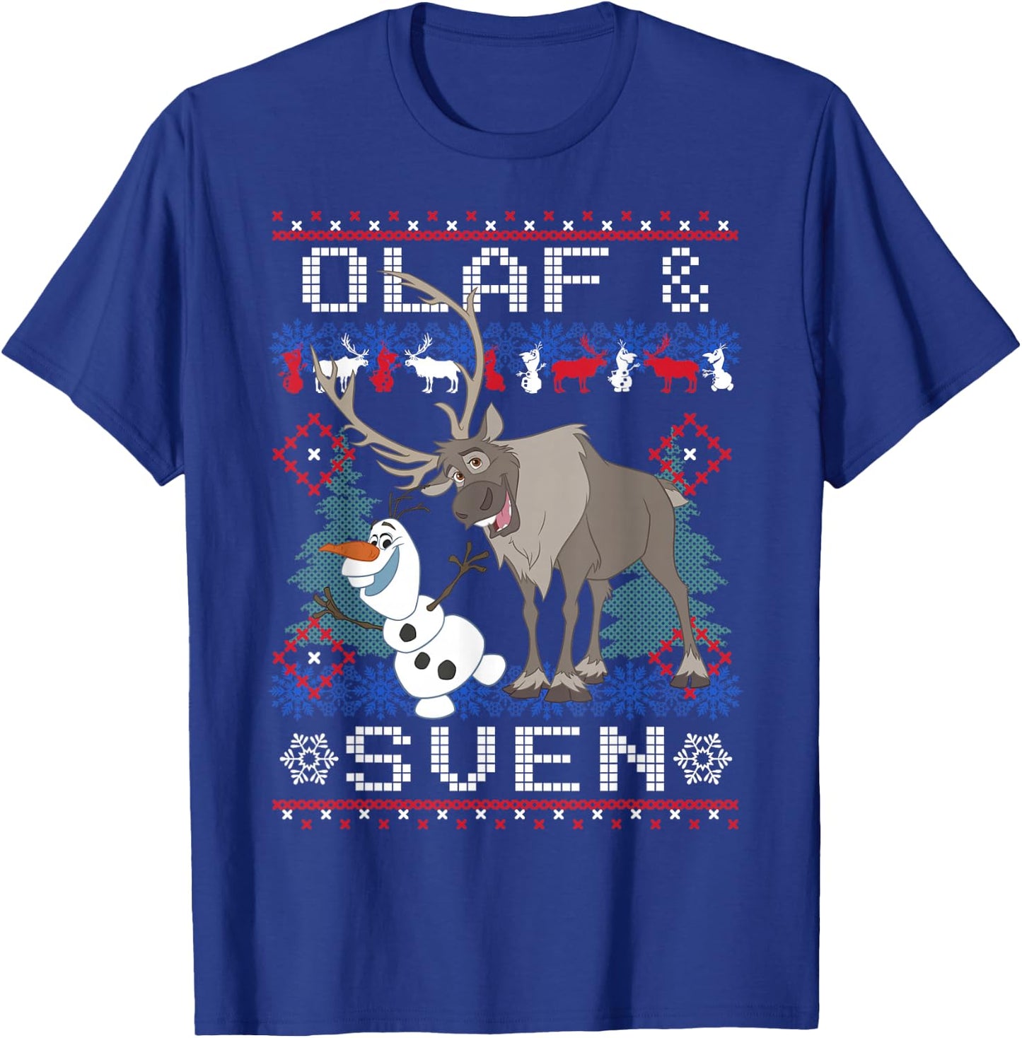 Disney Frozen Christmas Olaf & Sven Ugly Holiday Sweater T-Shirt - T-Shirt | Royal