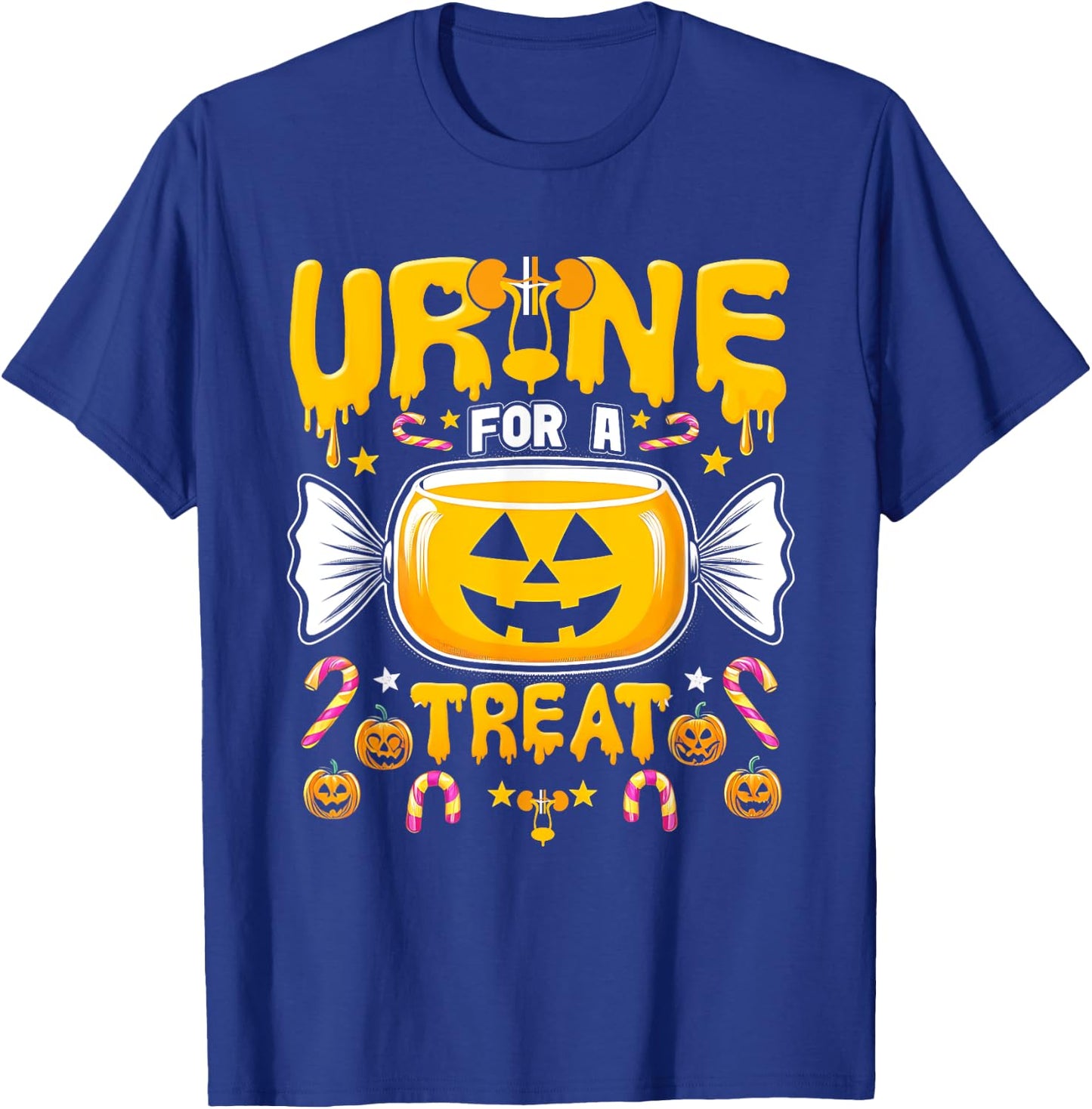 Urine For A Treat Candy Funny Halloween Urologist Joke T-Shirt - T-Shirt | Royal