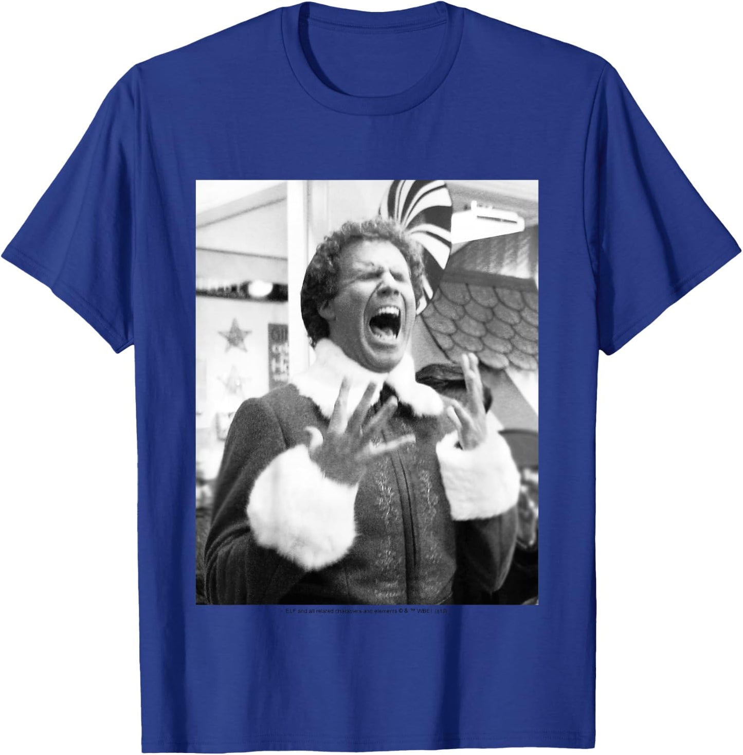 Kids Elf Buddy Black & White Screaming Photo T-Shirt - T-Shirt | Royal