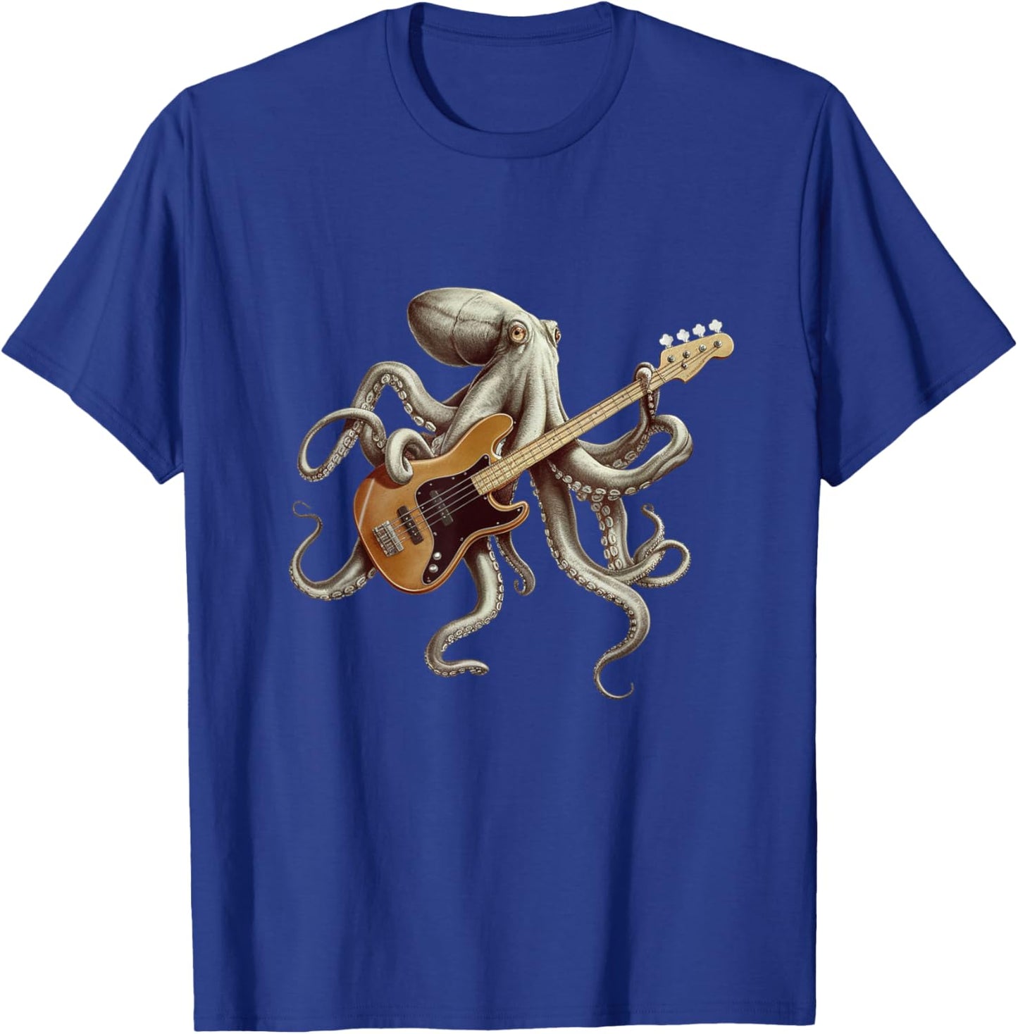 Octopus Playing Bass Guitar Bassist Octopus Rock Music T-Shirt - T-Shirt | Royal