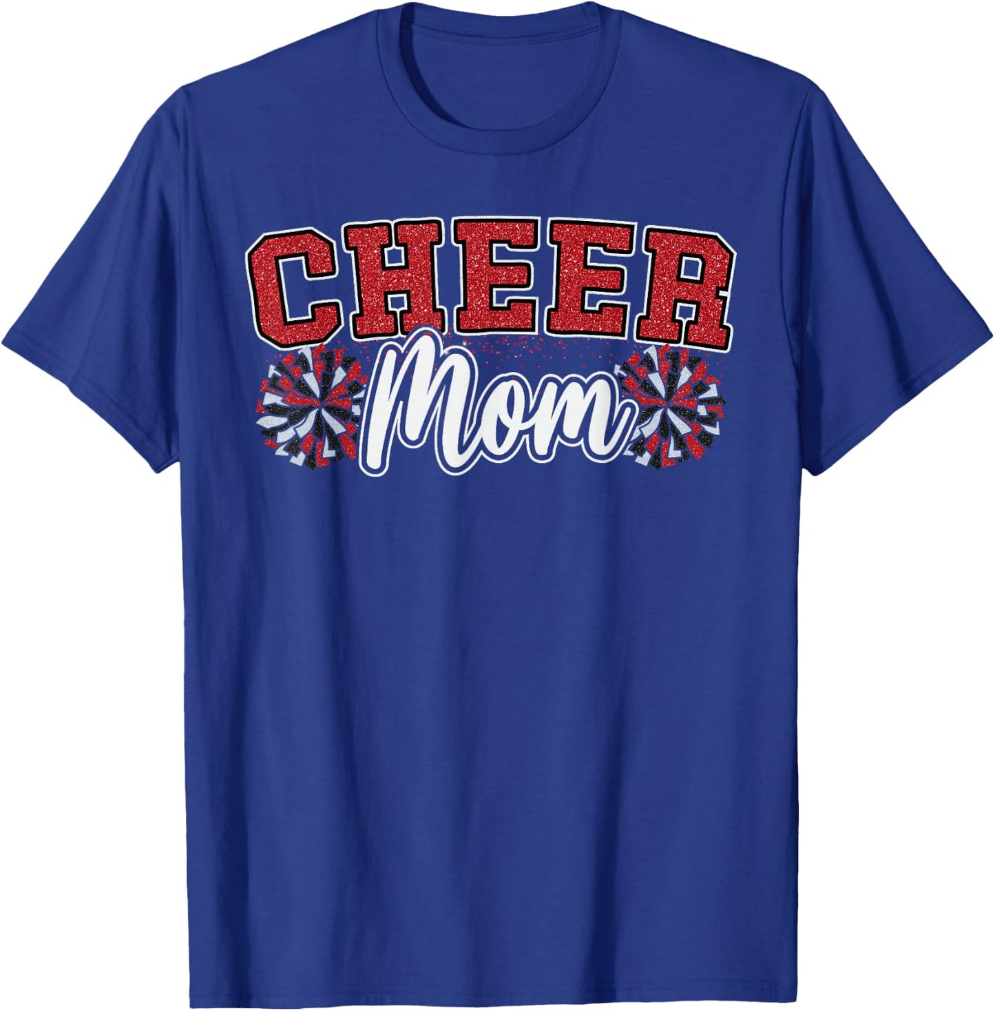 Funny Loud Proud Cheer Mom Mama Cheerleading Red Black Pom T-Shirt - T-Shirt | Royal