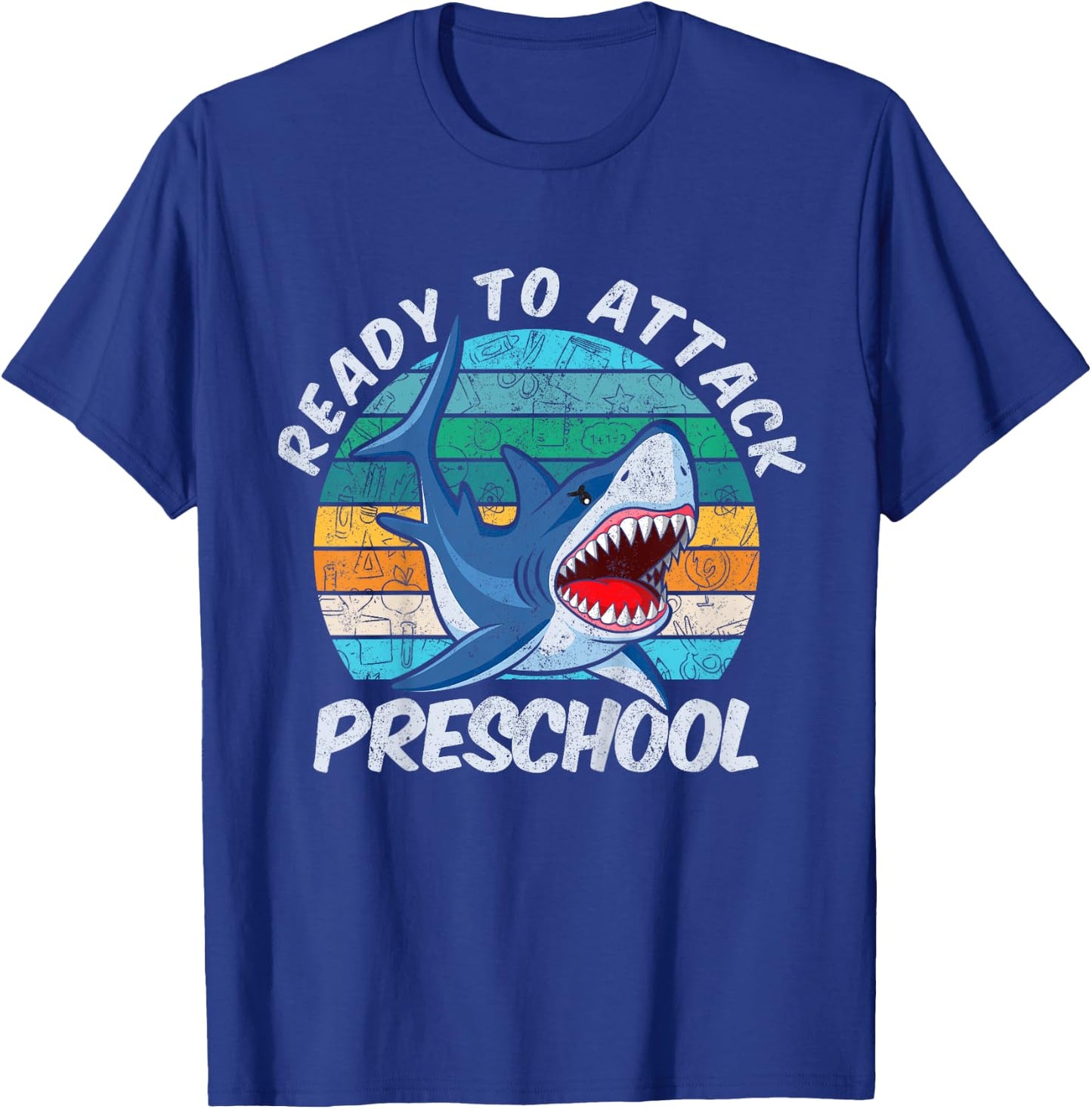 Fun Ready To Attack PreSchool Shark Gift First Day of Pre-K T-Shirt - T-Shirt | Royal
