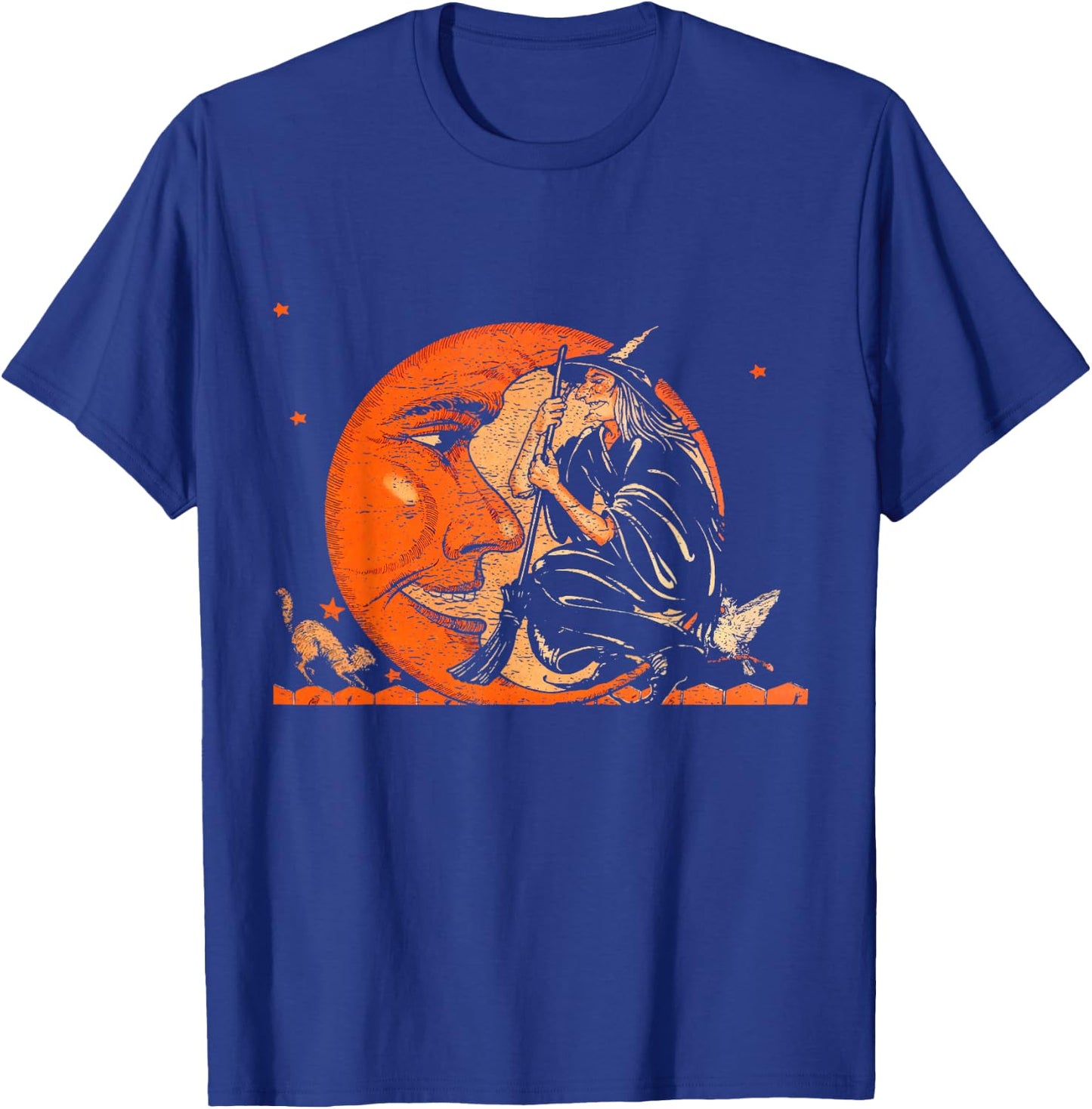 Great Vintage Witch and Moon Halloween Design T-Shirt - T-Shirt | Royal
