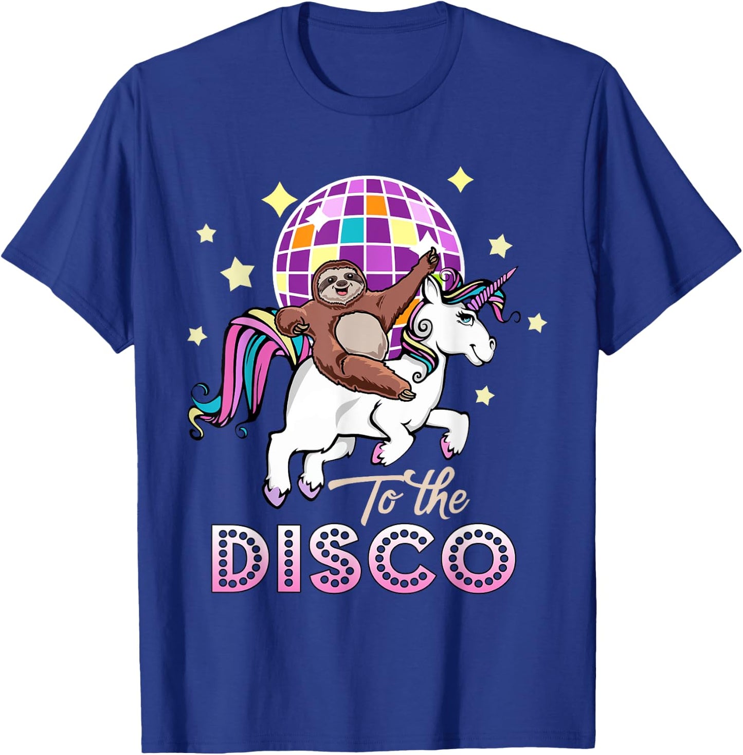 Sloth Riding Unicorn To The Disco T-Shirt - T-Shirt | Royal