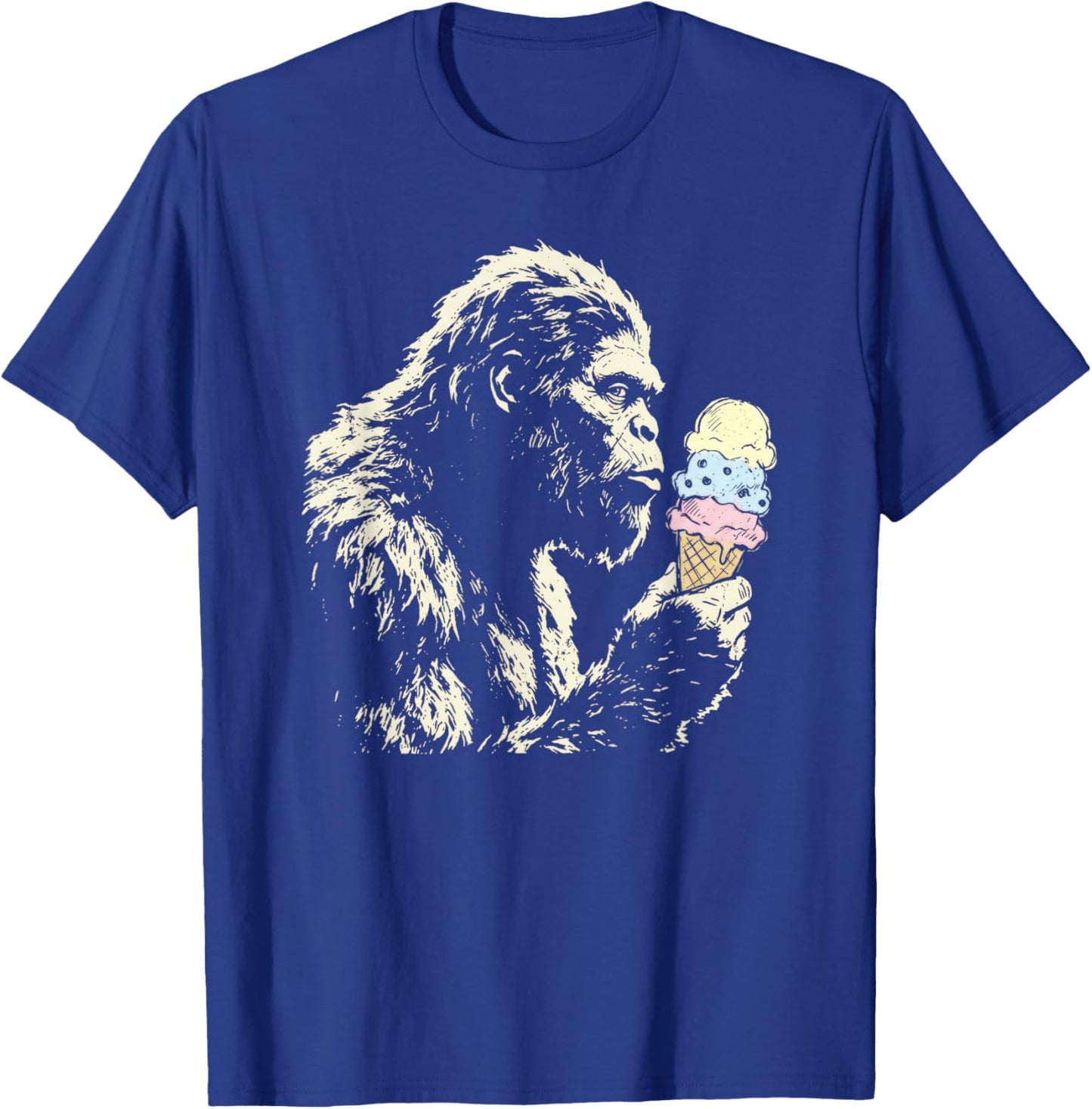 Bigfoot Ice Cream Funny Sasquatch Vintage Summer T-Shirt - T-Shirt | Royal