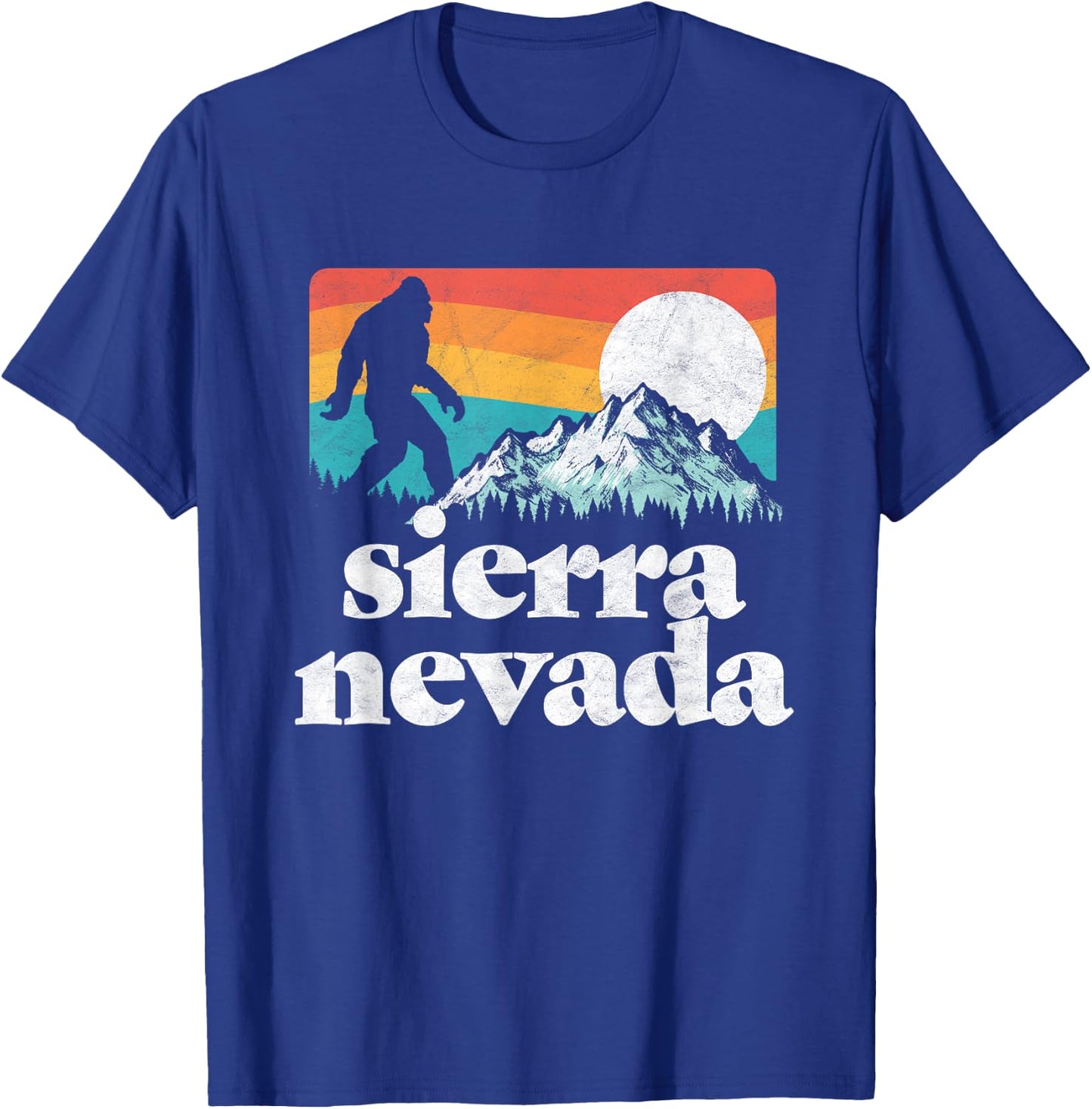 Sierra Nevada Mountains Bigfoot Believe Outdoor Nature T-Shirt - T-Shirt | Royal