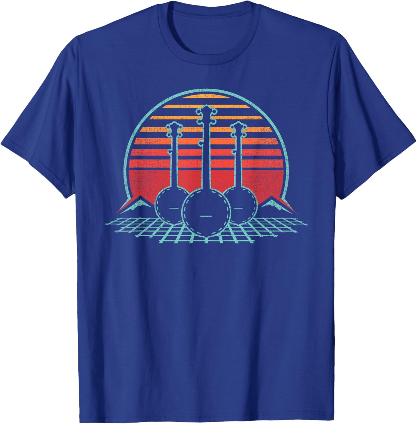 Banjo Bluegrass Retro Vintage 80s Style Musician Gift T-Shirt - T-Shirt | Royal
