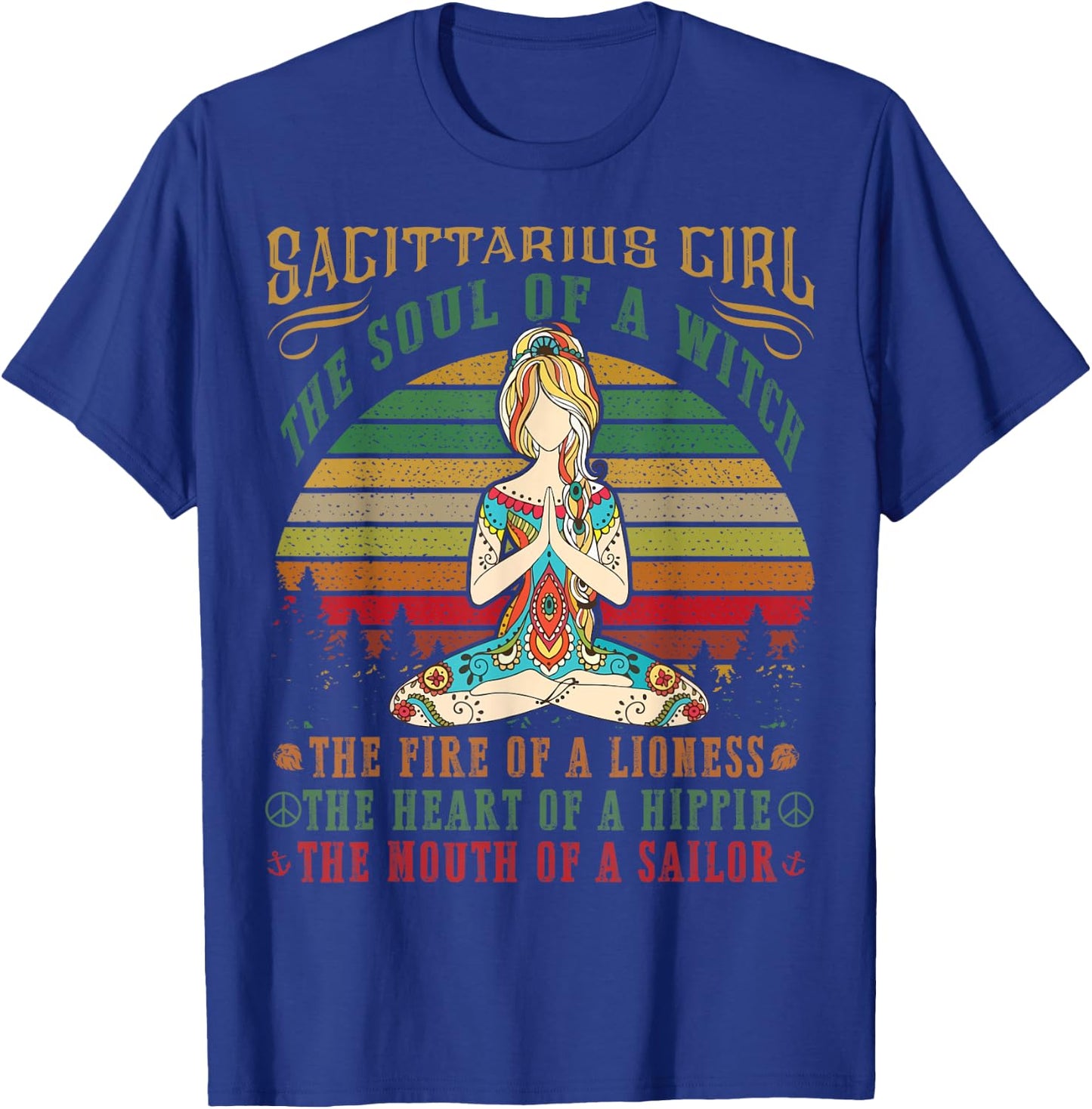 Sagittarius Girl for Yoga Black Women Birthday Gifts T-Shirt - T-Shirt | Royal