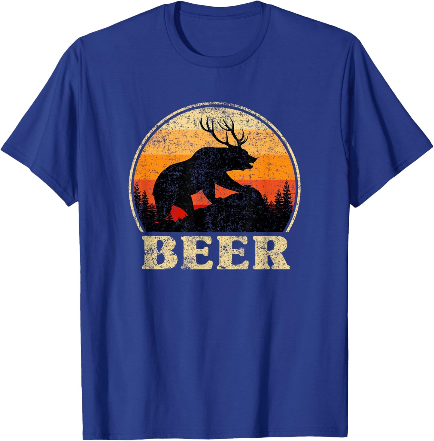 Bear Deer Funny Beer Retro Vintage St. Patrick's Day T-Shirt - T-Shirt | Royal