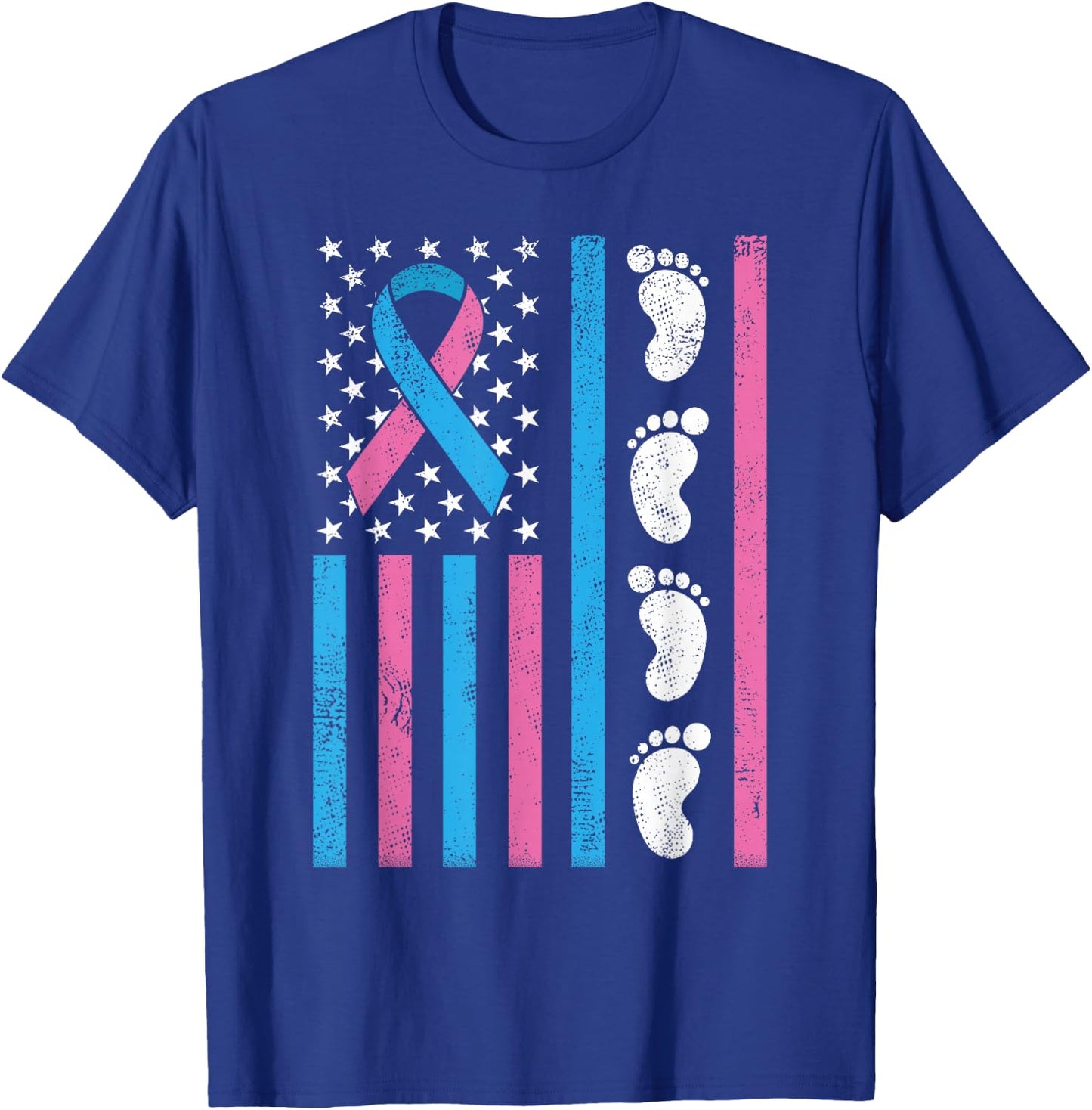 American Flag Pregnancy Infant Loss Awareness Miscarriage T-Shirt - T-Shirt | Royal