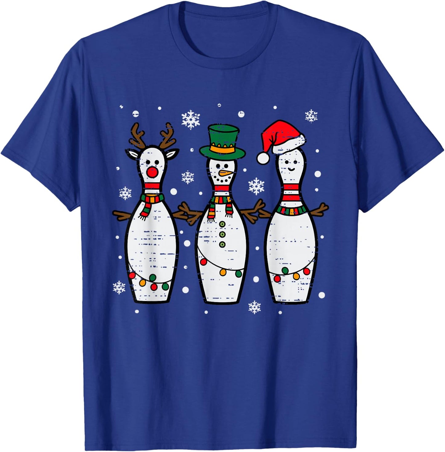 Christmas Bowling Hat Santa Bowler Xmas Sport Men Women Kids T-Shirt - T-Shirt | Royal