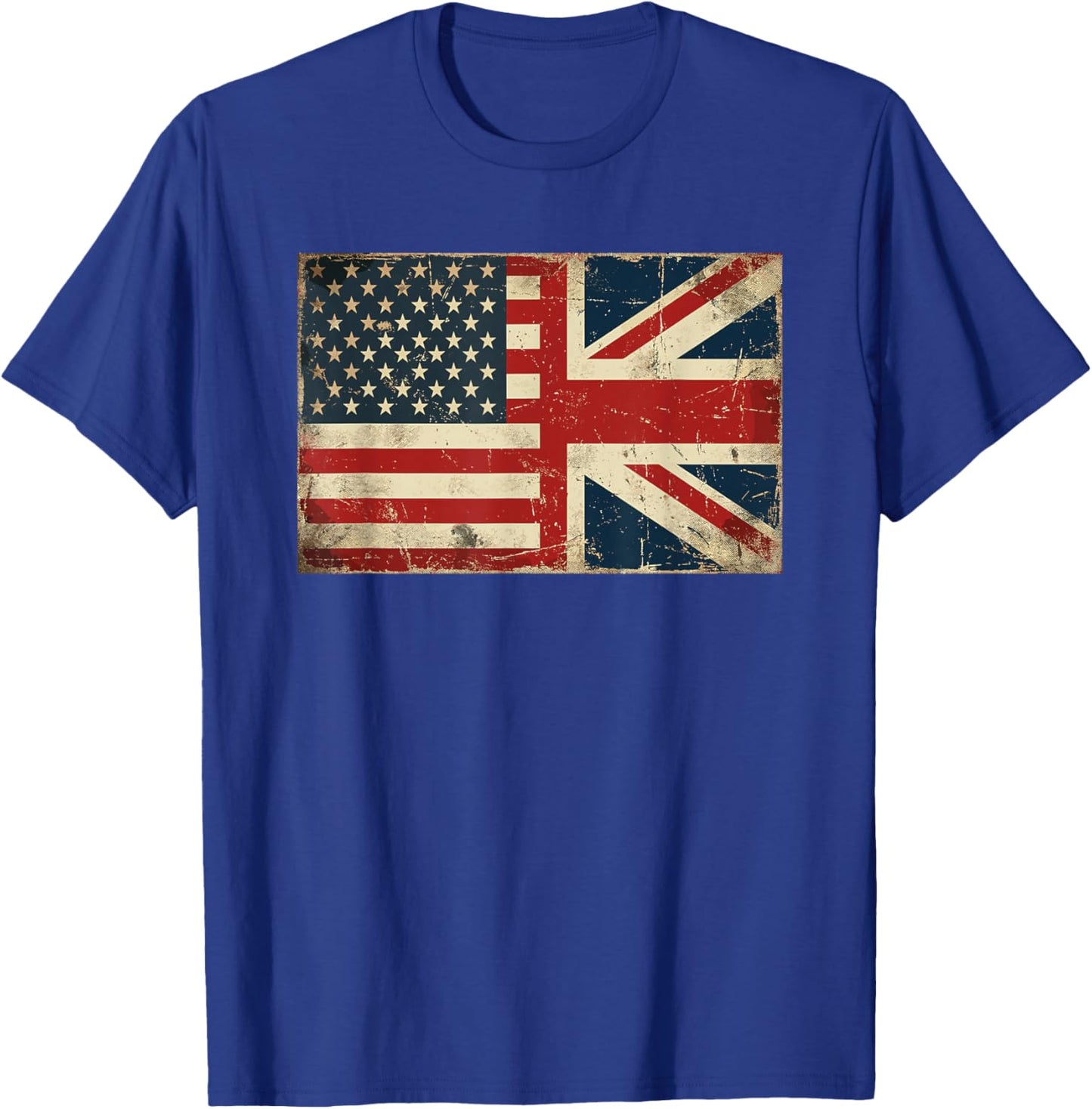 American British Flag USA UK England Roots Pride Vintage T-Shirt - T-Shirt | Royal