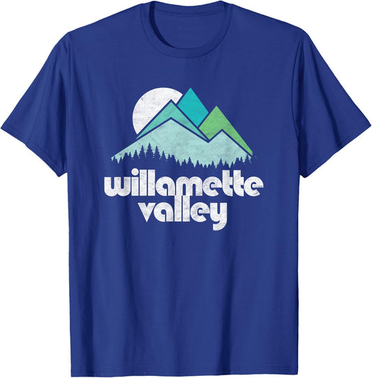 Willamette Valley Oregon Vintage Minimalist Mountains Shirt T-Shirt - T-Shirt | Royal
