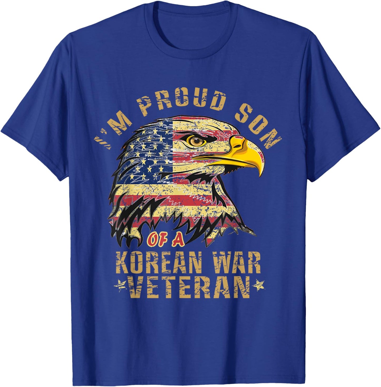 Proud Son Of A Korean War Veteran Vintage Distressed Eagle T-Shirt - T-Shirt | Royal