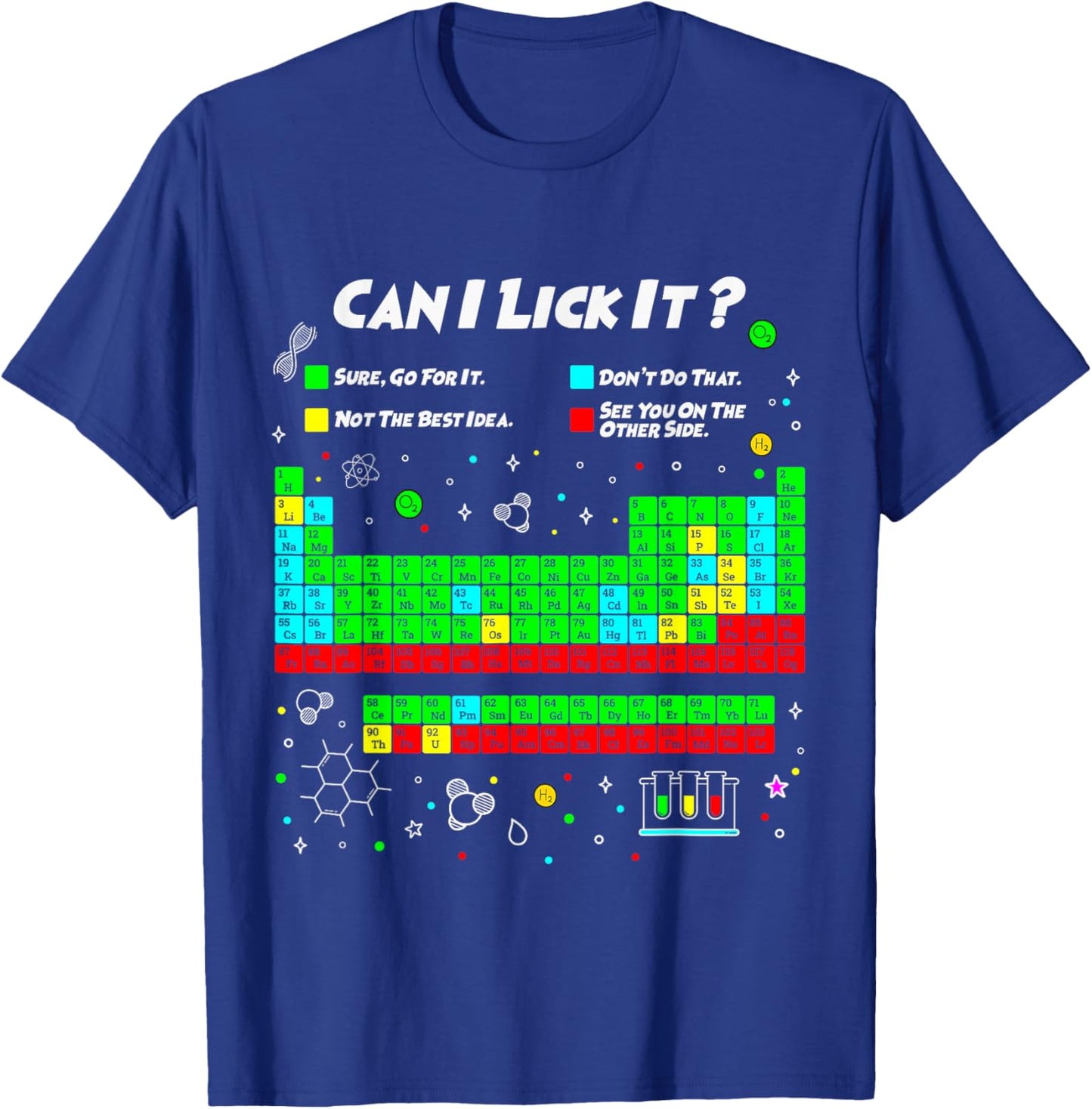 Can I Lick It Periodic Table Funny Science Teacher Kids T-Shirt - T-Shirt | Royal