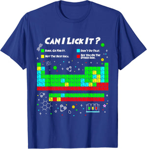 Can I Lick It Periodic Table Funny Science Teacher Kids T-Shirt - T-Shirt | Royal