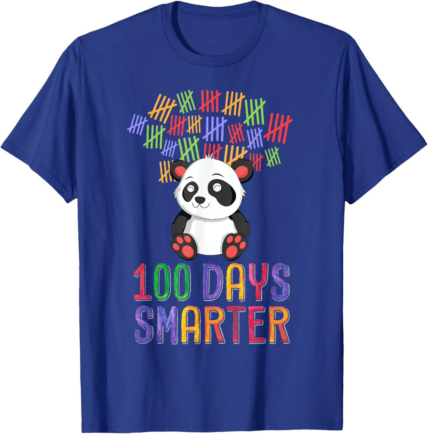 100 Days Smarter 100th Day of School Outfit Panda Teacher Men Women Girls Kids T-Shirt - T-Shirt | Royal