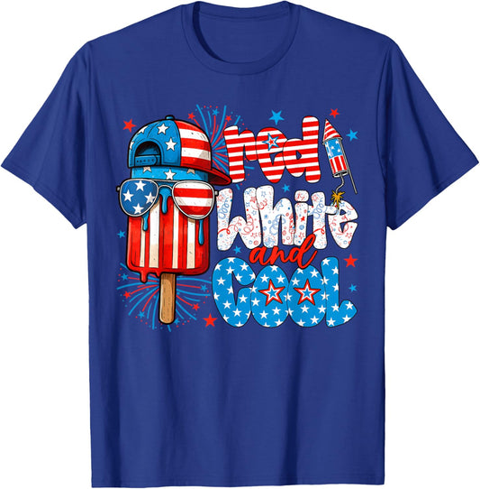 Red White and Cool 4th of July Popsicle USA Flag Boy Toddler T-Shirt - T-Shirt | Royal