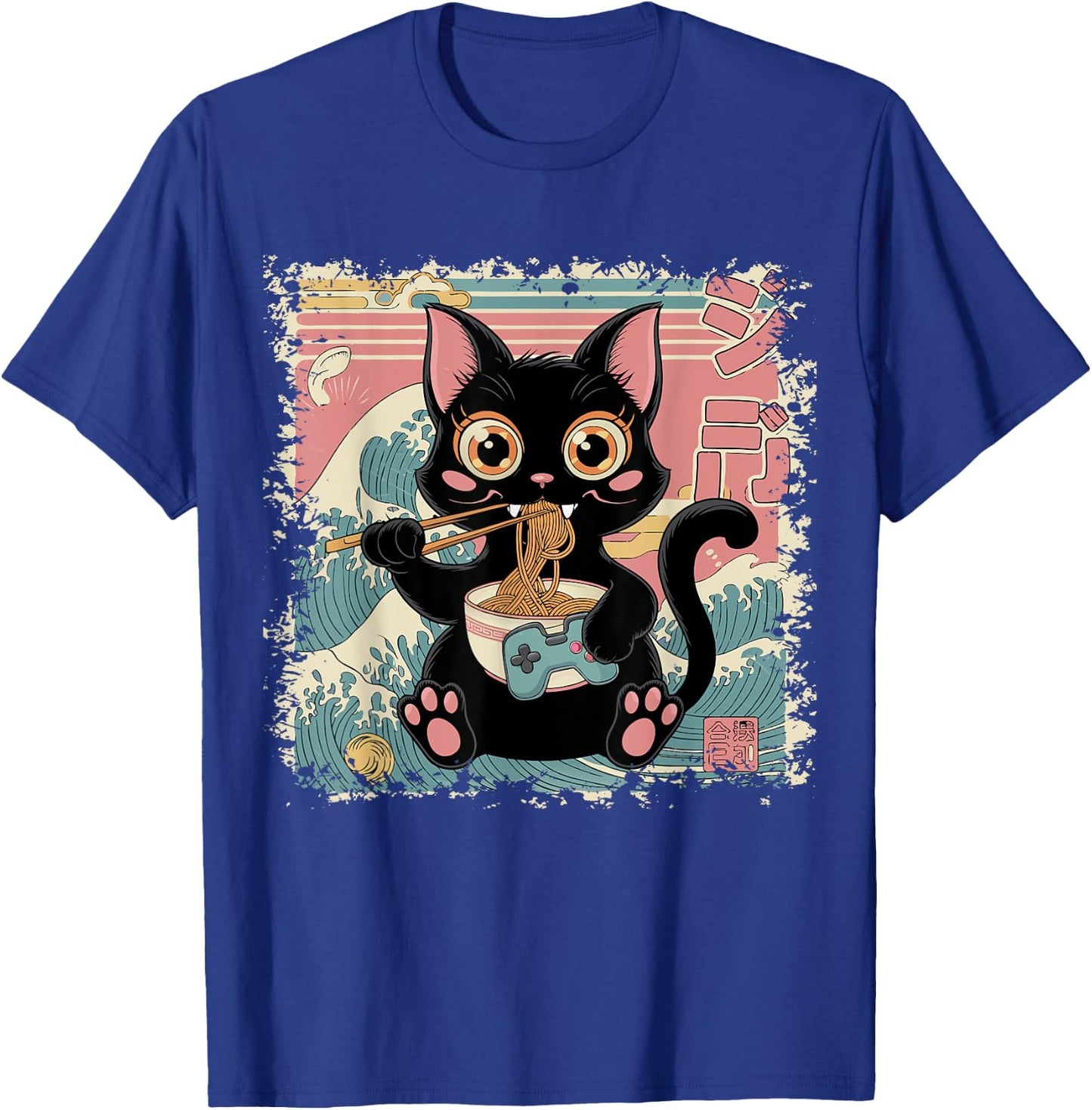 Cat Ramen Gaming Japanese Funny Graphic Kawaii Cat Anime T-Shirt - T-Shirt | Royal
