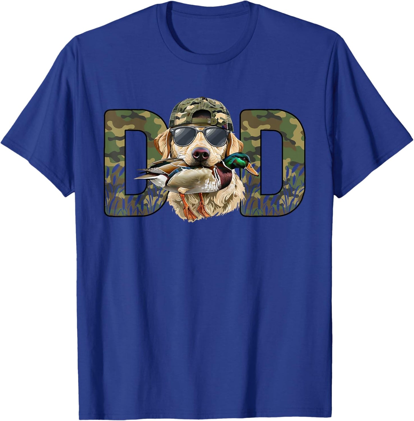 Golden Retriever Hunter Dad Camo Hunting Fathers Day T-Shirt - T-Shirt | Royal