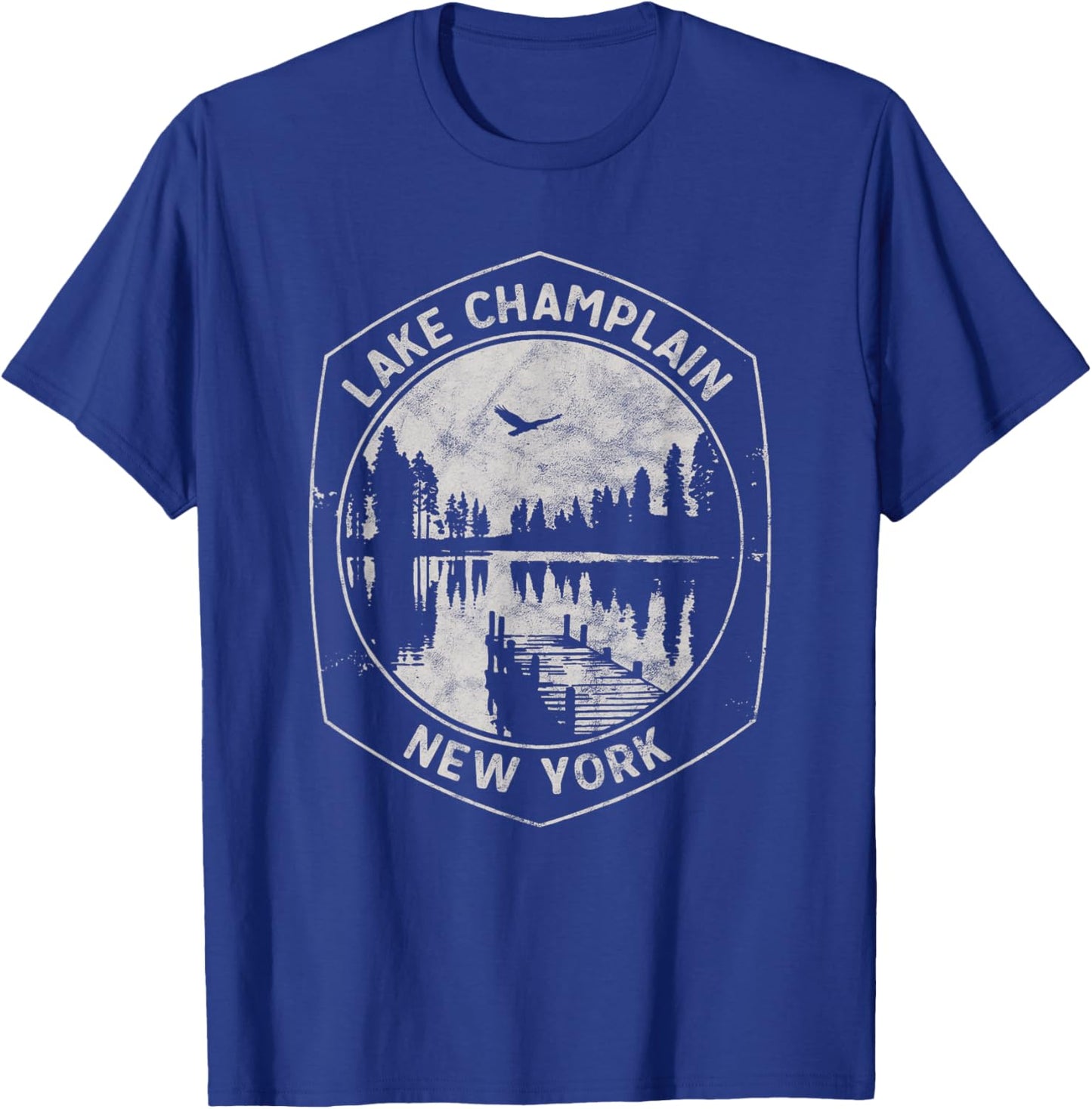 Vintage Lake Champlain New York Outdoors Vacation T-Shirt - T-Shirt | Royal