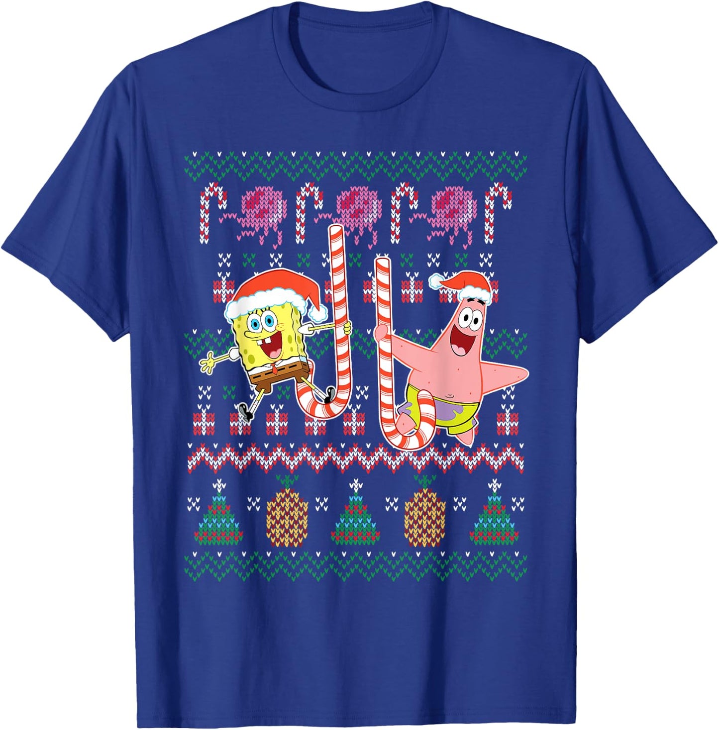 Spongebob SquarePants & Patrick Holiday Sweater T-Shirt - T-Shirt | Royal
