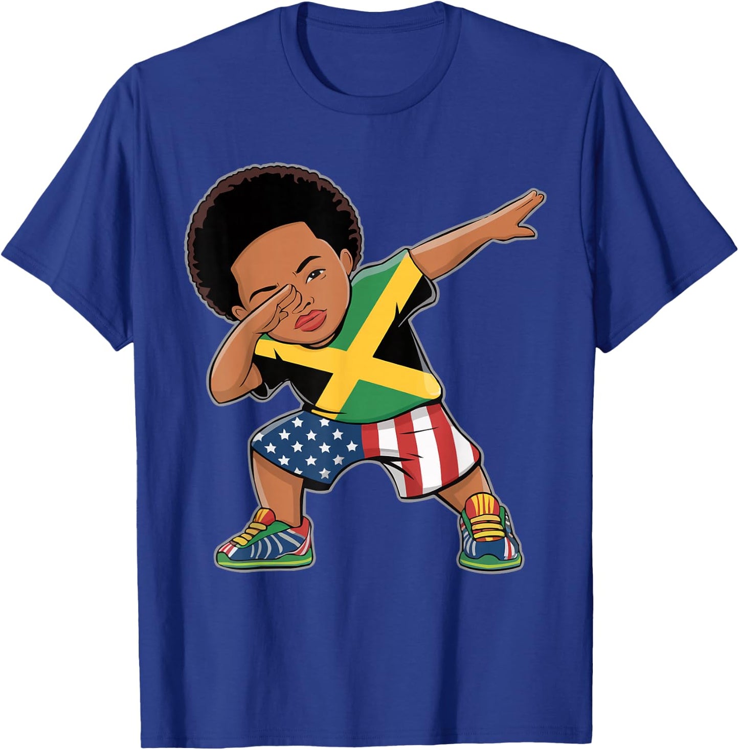 Half American Half Jamaican USA Flag Jamaica America T-Shirt - T-Shirt | Royal